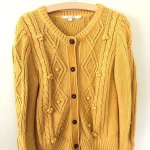 Mustard yellow Boden cable knit sweater